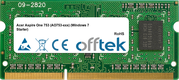 Aspire One 753 (AO753-xxx) (Windows 7 Starter) 1Go Module - 204 Pin 1.5v DDR3 PC3-8500 SoDimm