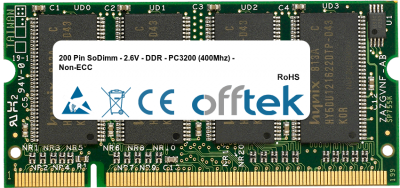  200 Pin SoDimm - 2.6V - DDR - PC3200 (400Mhz) - Non-ECC 512MB Module