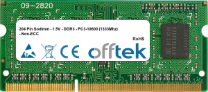  204 Pin Sodimm - 1.5V - DDR3 - PC3-10600 (1333Mhz) - Non-ECC 1GB Module