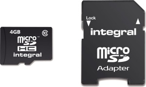 Integral Micro SDHC (avec Adaptateur) (Class 10 - 20x) 4GB Carte (Class 10)