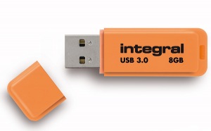 Integral Neon USB 3.0 Flash Lecteur 8GB Lecteur (Orange)