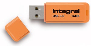 Integral Neon USB 3.0 Flash Lecteur 16GB Lecteur (Orange)